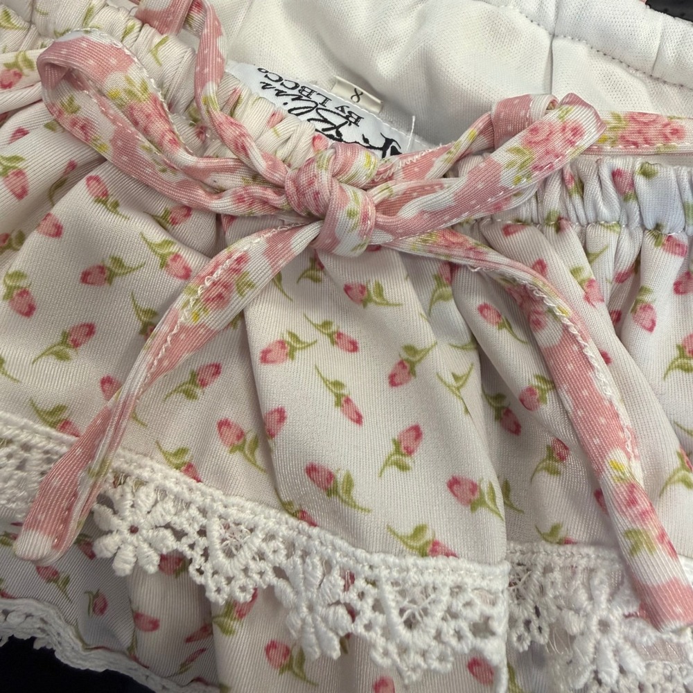 Bliss by LBCCo Girls Pink Floral Ruffle Lace Top Size 8 Cottagecore - Picture 8 of 8